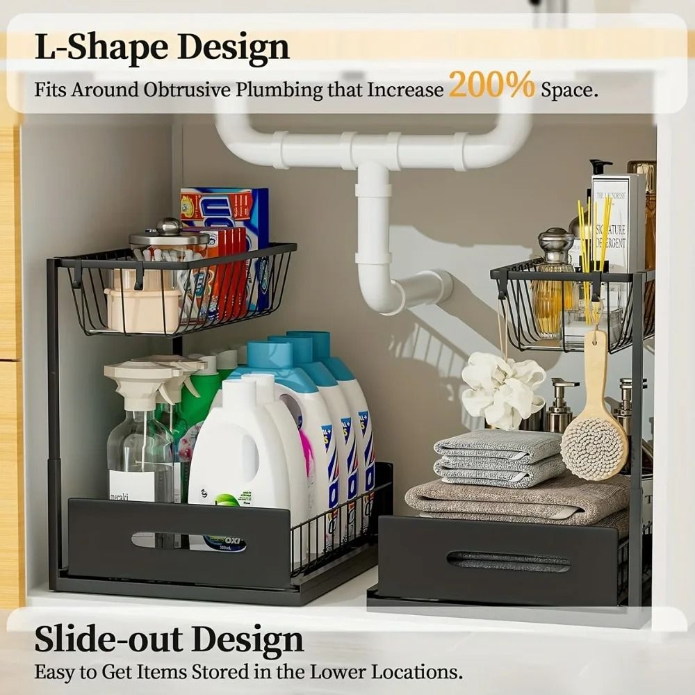 MultiTier UnderSink Management System HighLoad Metal Sliding Organizer With Retractable Drawers 2