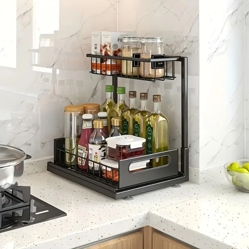 MultiTier UnderSink Management System HighLoad Metal Sliding Organizer With Retractable Drawers 3