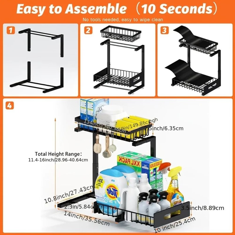 MultiTier UnderSink Management System HighLoad Metal Sliding Organizer With Retractable Drawers 5