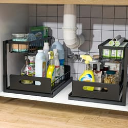 high-load under-sink management system – modular metal sliding drawer organizer for kitchen & bathroom