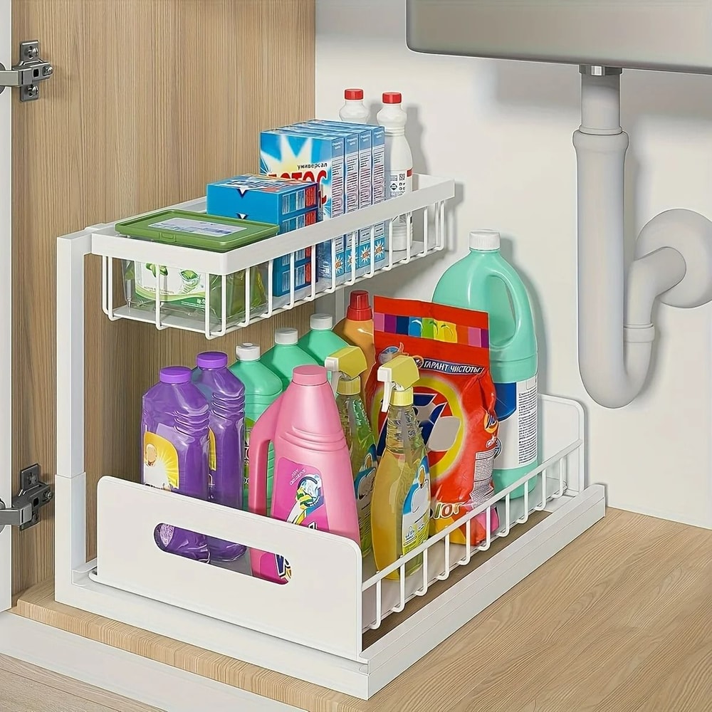 HighLoad UnderSink Management System Modular Metal Sliding Drawer Organizer For Kitchen Bathroom 6