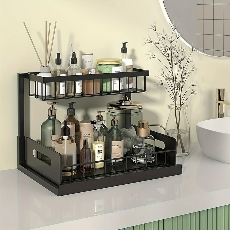 HighLoad UnderSink Management System Modular Metal Sliding Drawer Organizer For Kitchen Bathroom 7