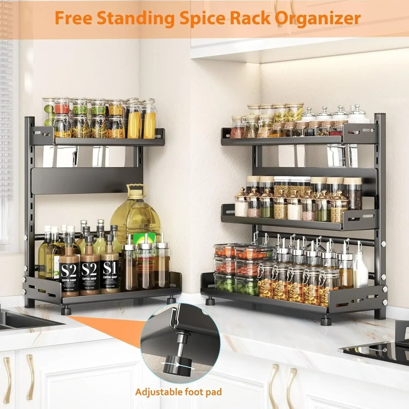 3Tier Kitchen Spice Management System Industrial HighLoad Countertop Cabinet Storage Rack 2