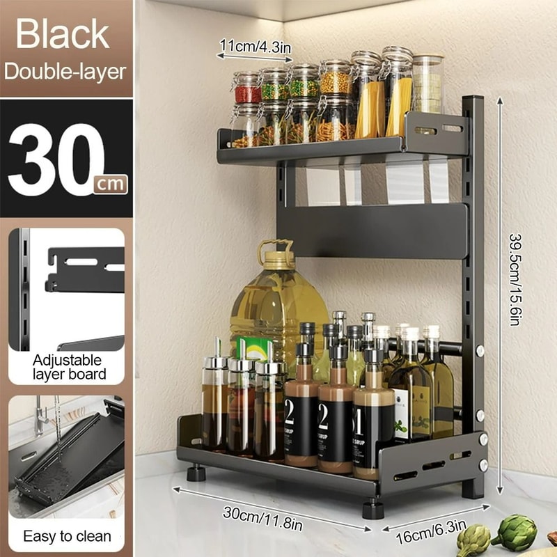 3Tier Kitchen Spice Management System Industrial HighLoad Countertop Cabinet Storage Rack 7