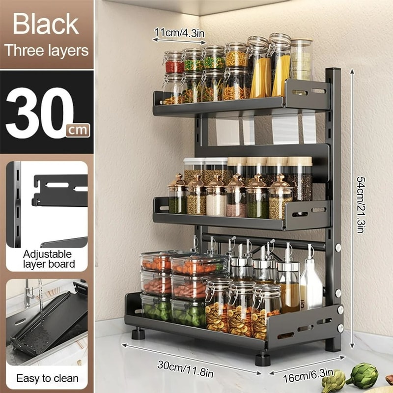 3Tier Kitchen Spice Management System Industrial HighLoad Countertop Cabinet Storage Rack 8