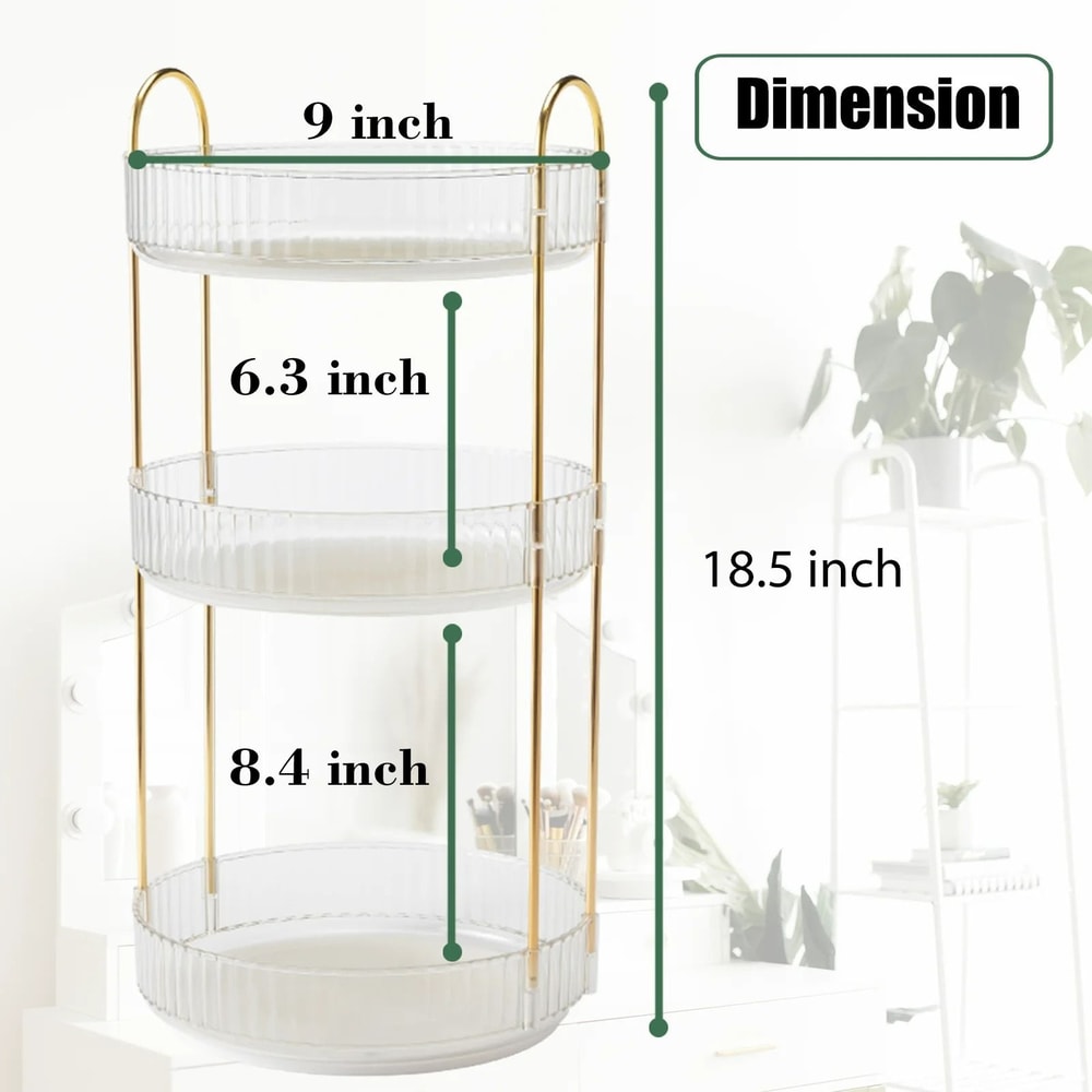 360 Rotating Cosmetic Management System 3Tier HighCapacity Vanity Organizer For Skincare Perfume 5