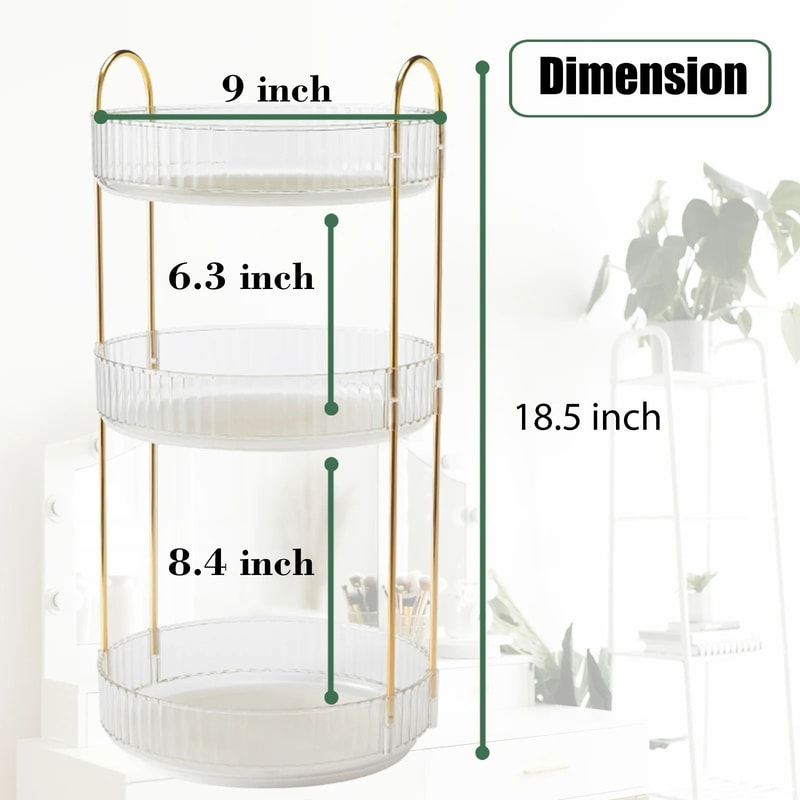 360 Rotating Cosmetic Management System 3Tier HighCapacity Vanity Organizer For Skincare Perfume 5