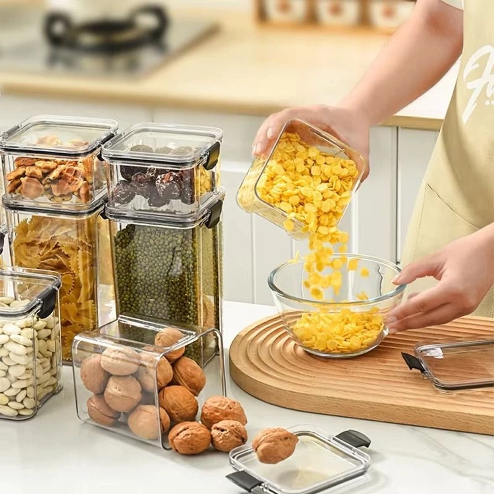 HighClarity Pantry Management System Rectangular Stackable Airtight Storage Container With Moistur 3