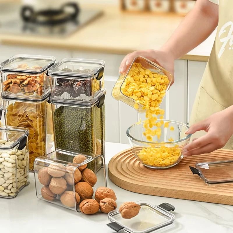 HighClarity Pantry Management System Rectangular Stackable Airtight Storage Container With Moistur 3