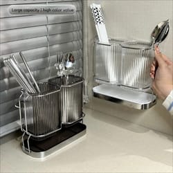 architectural cutlery management system – wall-mounted surgical stainless steel utensil drying station