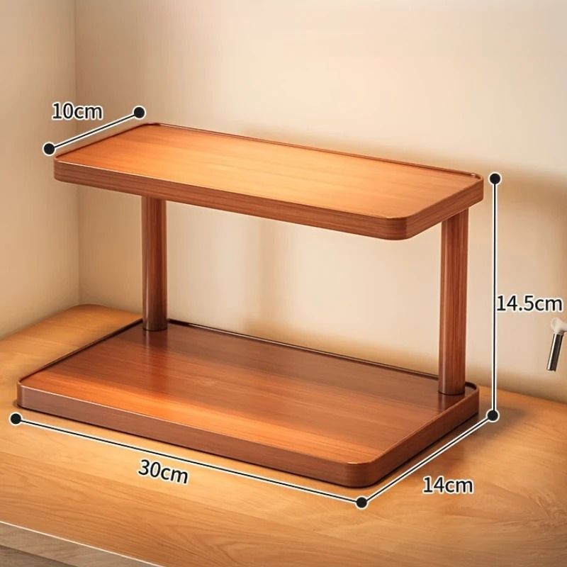 Architectural Tiered Management System 2Tier Natural Wood Countertop Organizer For Gourmet Spices 7