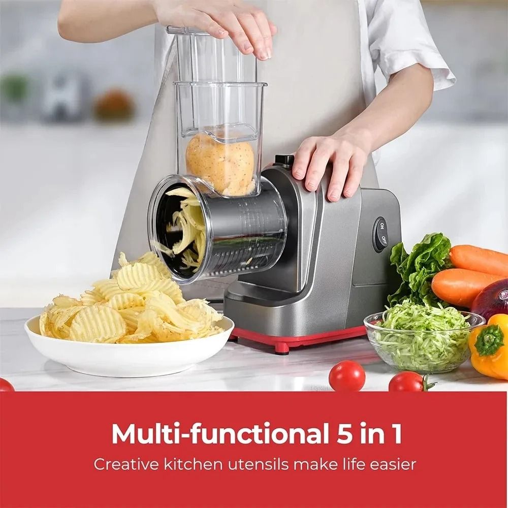 250W 5in1 Electric Vegetable Slicer Automatic Salad Shooter Commercial Cheese Grater 3