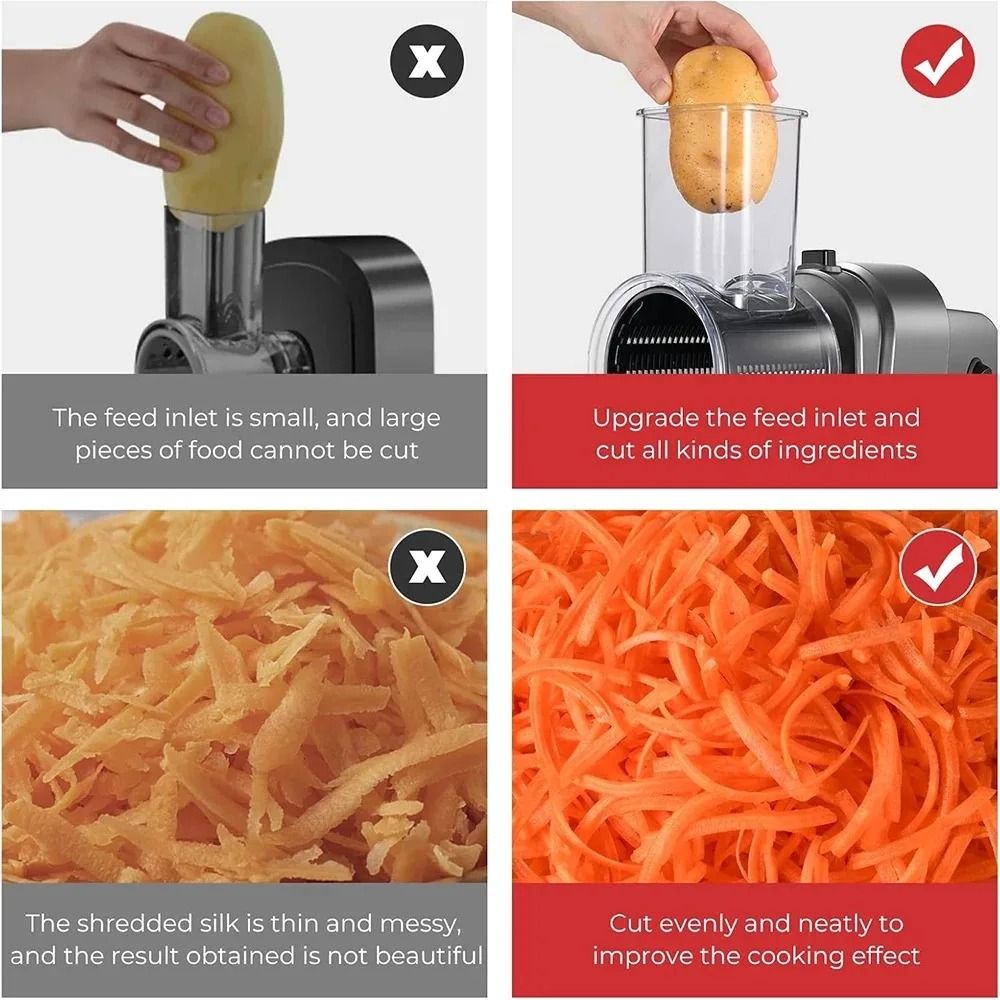 250W 5in1 Electric Vegetable Slicer Automatic Salad Shooter Commercial Cheese Grater 4