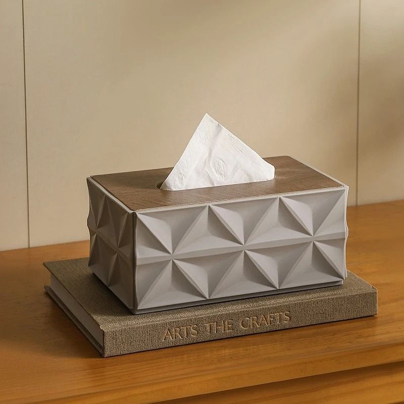 Ripple Minimalist Tissue Box With Solid Wooden Lid 10