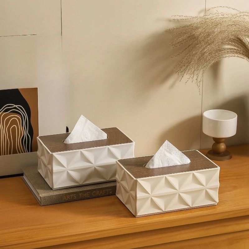 Ripple Minimalist Tissue Box With Solid Wooden Lid 6
