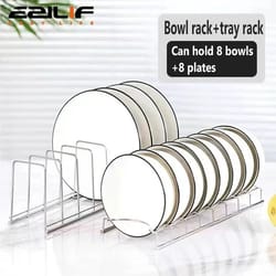 stainless steel desktop dish drying and storage rack