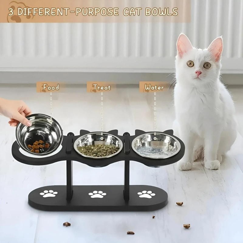 Elevated Stainless Steel Pet Feeder With 15 Sloped Wooden Frame 3