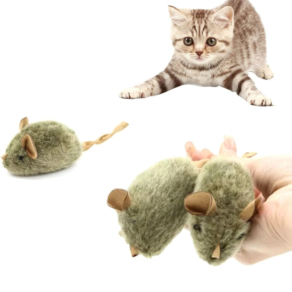 Interactive Squeaky Plush Mouse Cat Toy 2