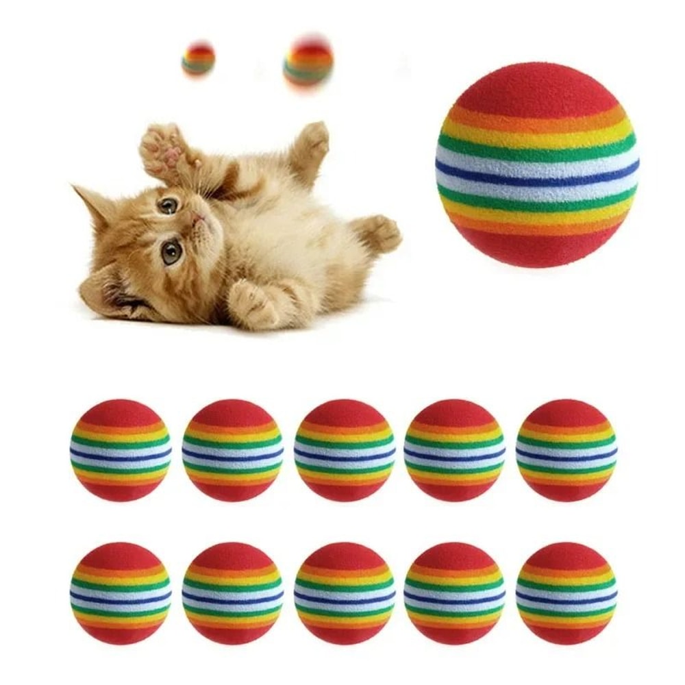 10Piece Rainbow EVA Foam Interactive Cat Balls 1