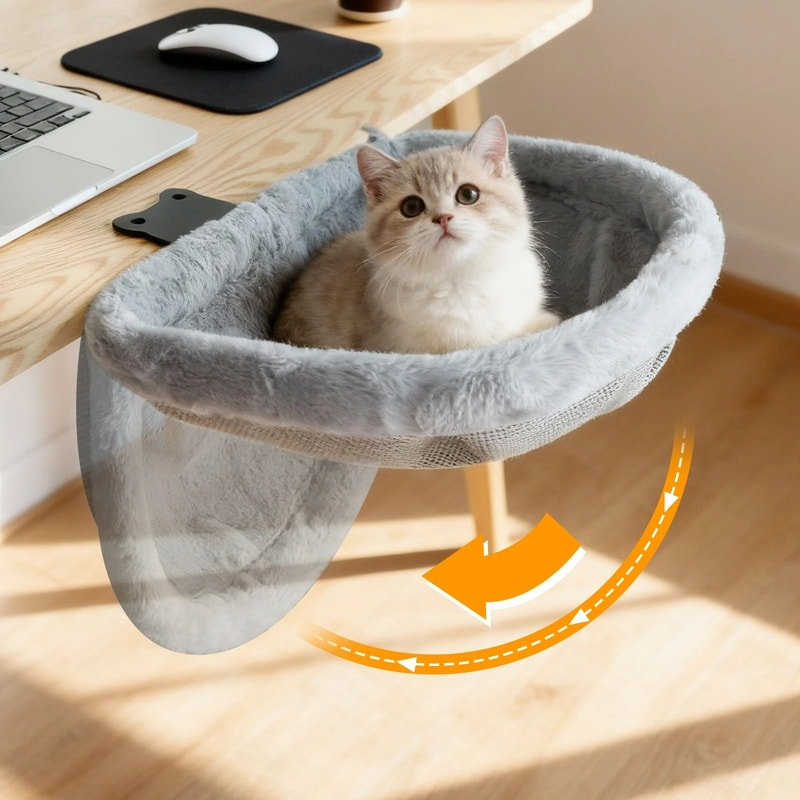 OneClick Folding SemiCircular Desk Cat Hammock 2