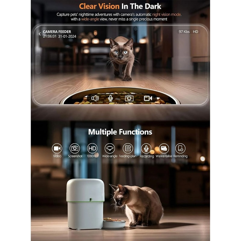 1080P HD Video Smart Pet Feeder With 5G WiFi 6