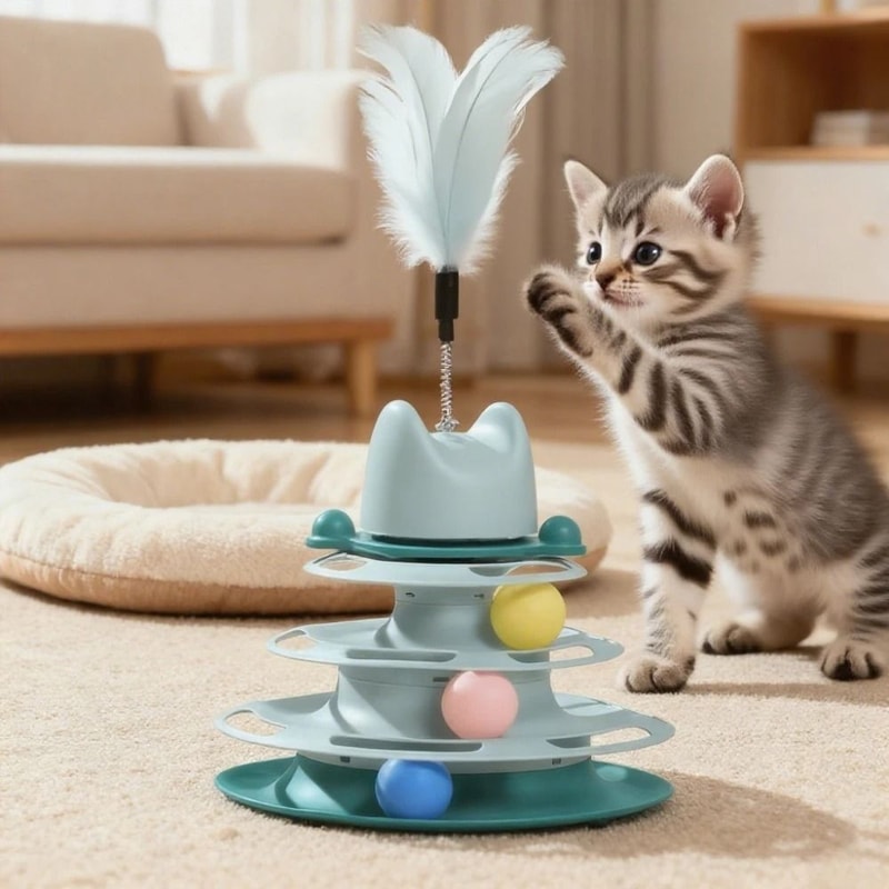 TripleTier Tower Of Tracks Cat Toy 0
