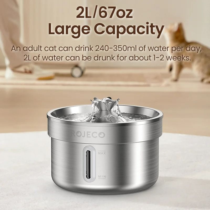 2L Smart Stainless Steel Pet Water Fountain 3