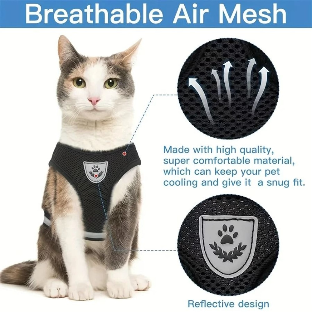 EscapeProof Breathable Mesh Cat Harness Leash Set 5