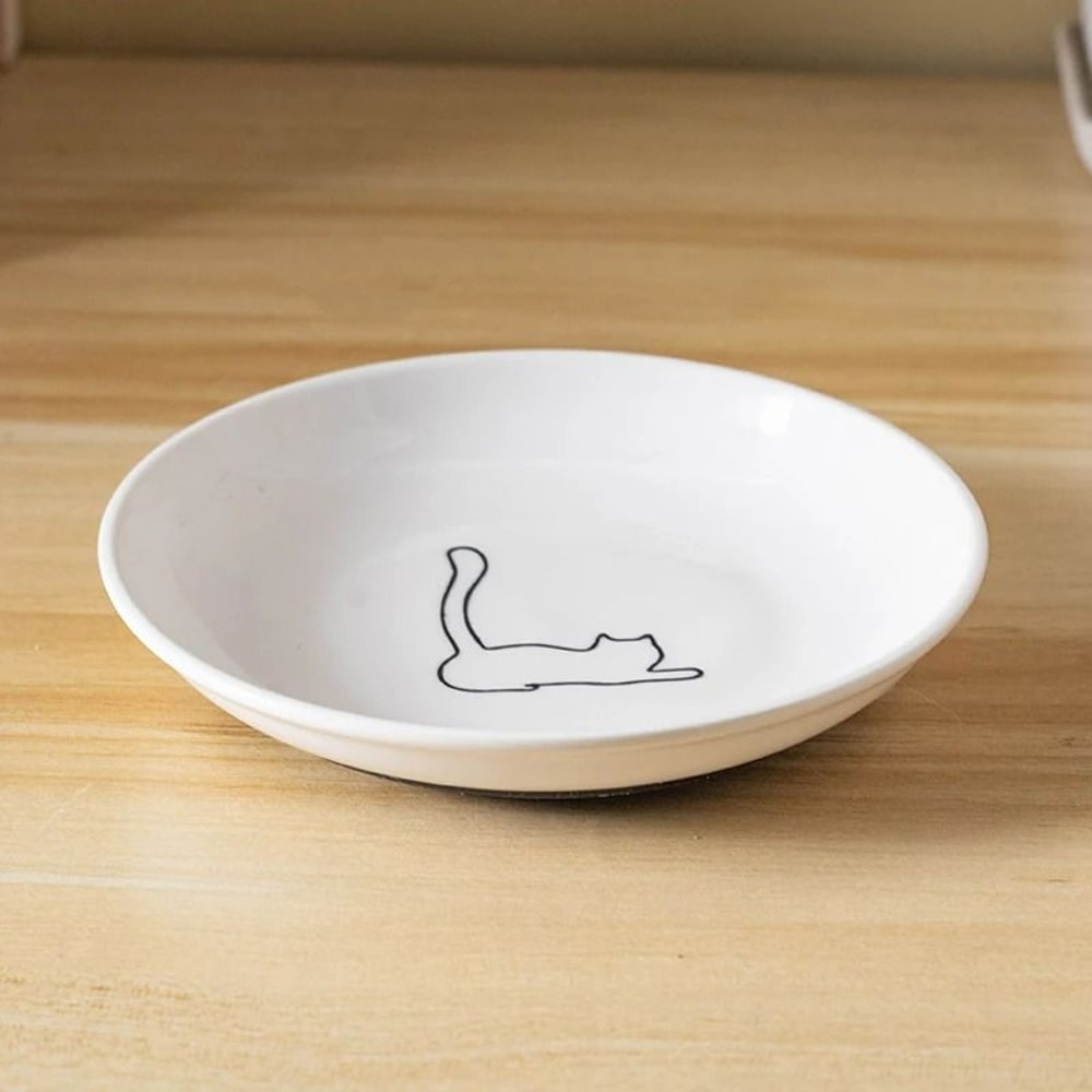Premium Ceramic Cat Snack Plate With Silicone AntiSlip Pad 9