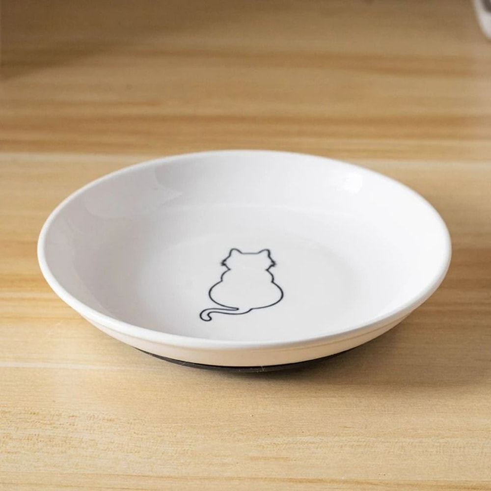 Premium Ceramic Cat Snack Plate With Silicone AntiSlip Pad 7