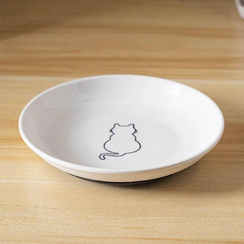 Premium Ceramic Cat Snack Plate With Silicone AntiSlip Pad 7