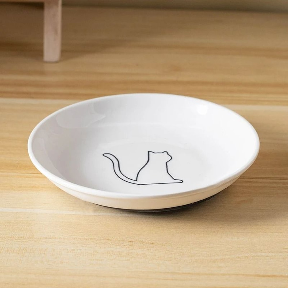 Premium Ceramic Cat Snack Plate With Silicone AntiSlip Pad 8
