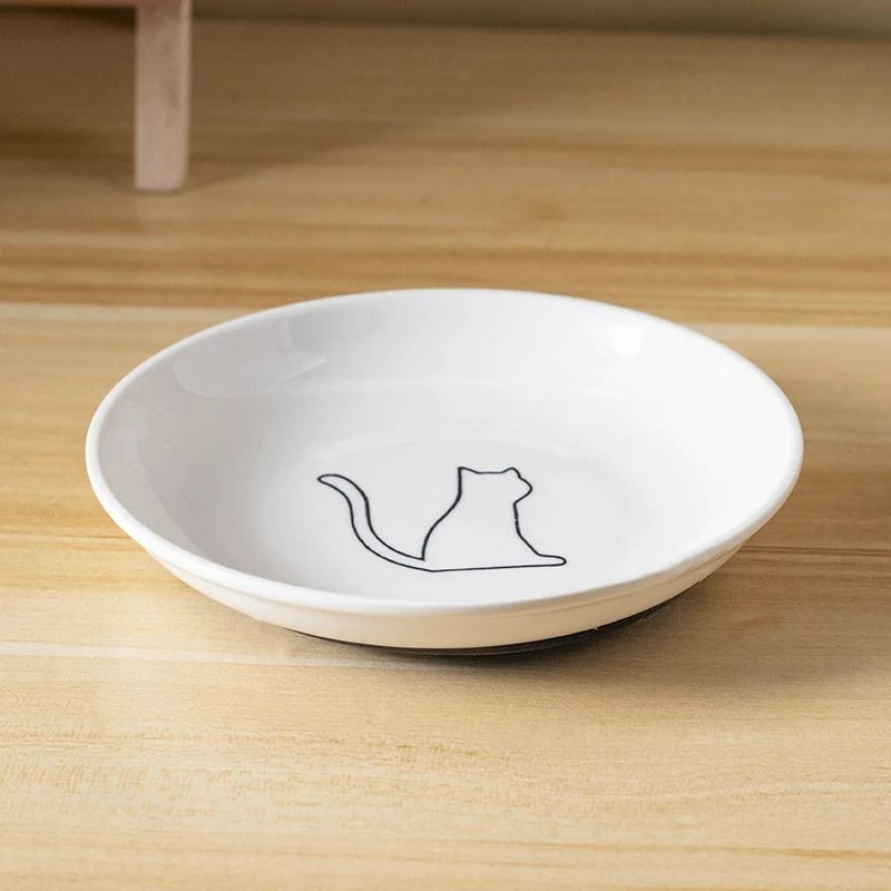Premium Ceramic Cat Snack Plate With Silicone AntiSlip Pad 8