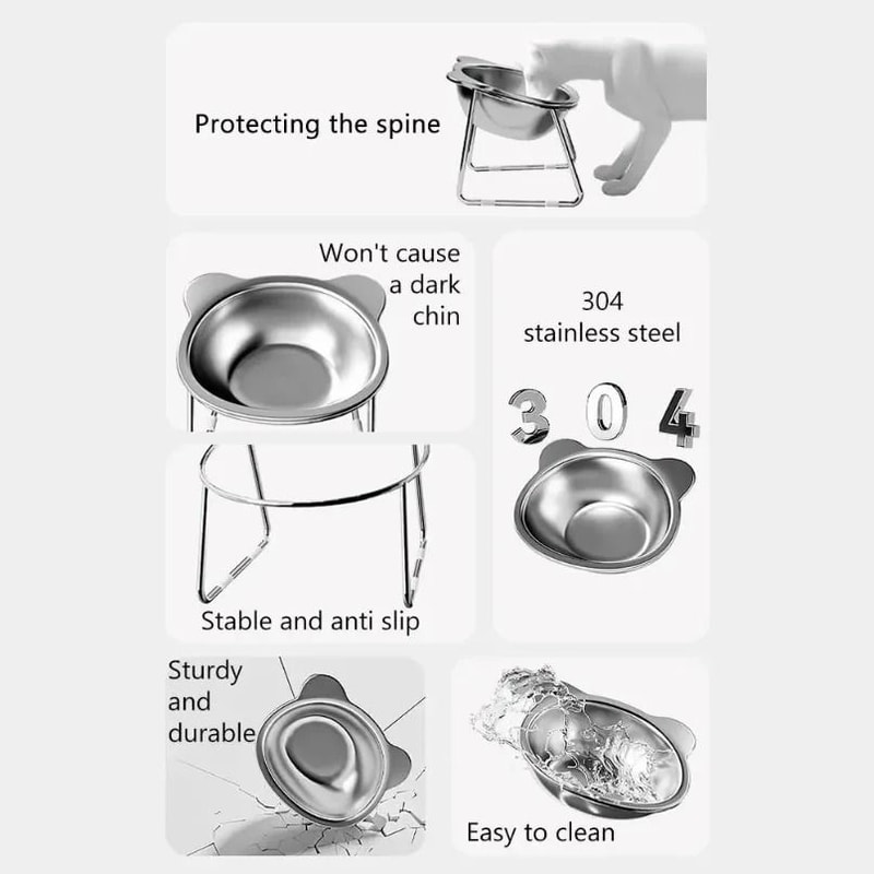 15 Tilted Stainless Steel Elevated Pet Feeder 3