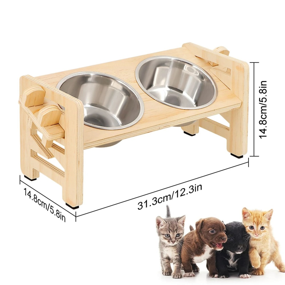 6Height Adjustable Elevated Cat Feeder AntiSpill Mat Set 8