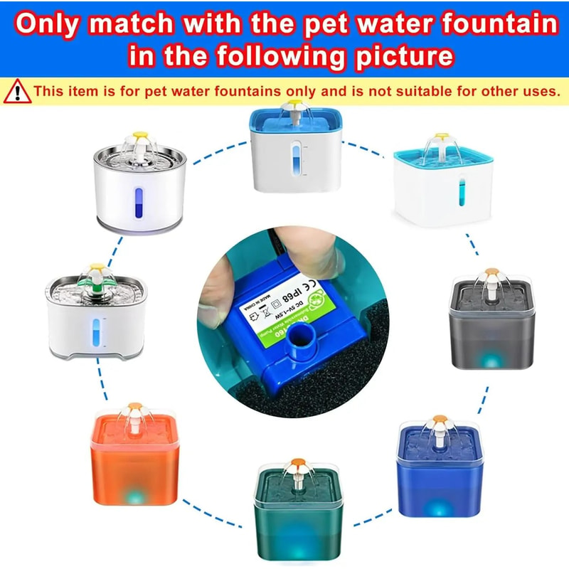 Universal LED Cat Water Fountain Replacement Pump 3