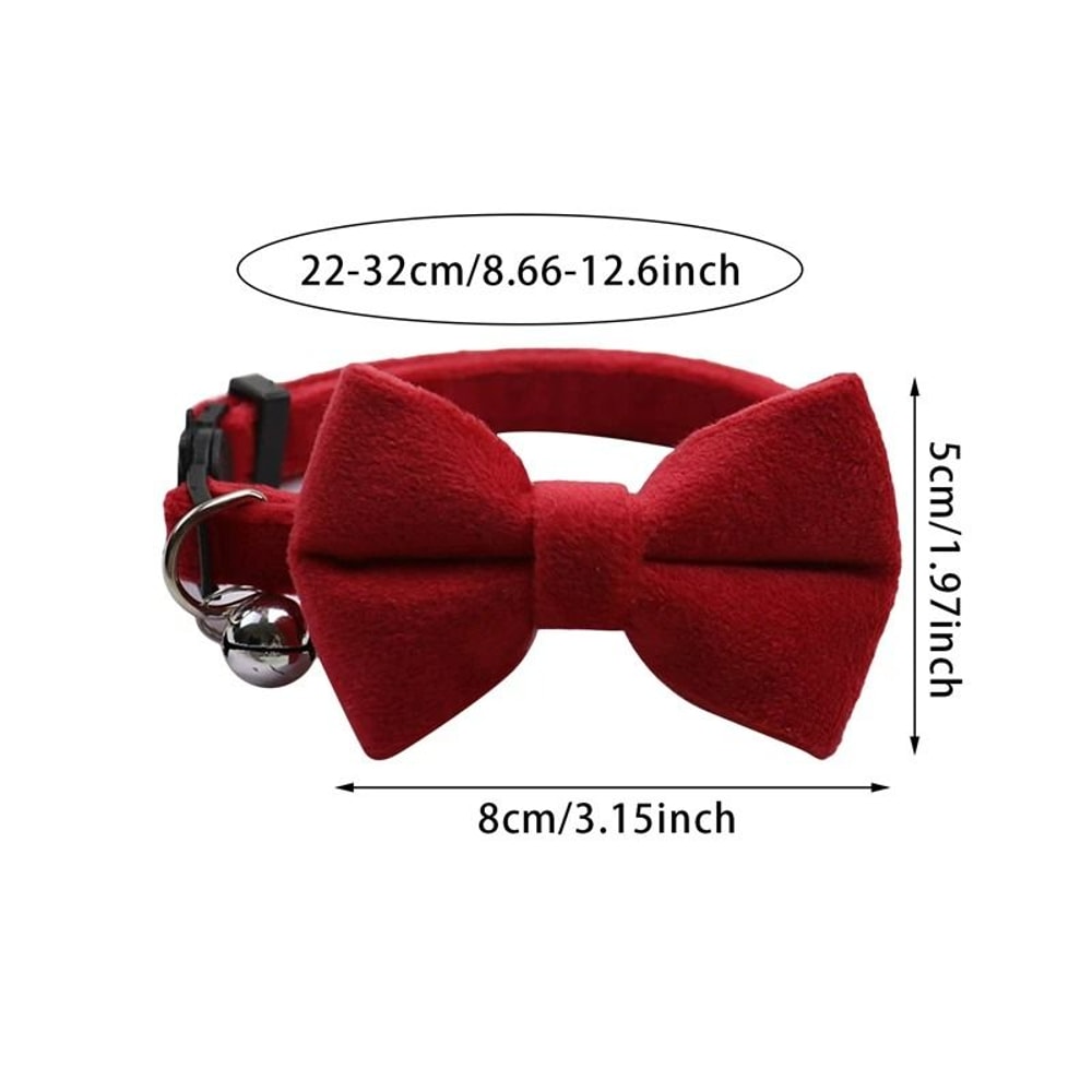 Elegant Velvet Bowknot Cat Collar With Safety Buckle 6
