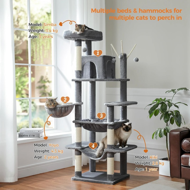 MultiLevel Tower For Large Indoor Cats 3