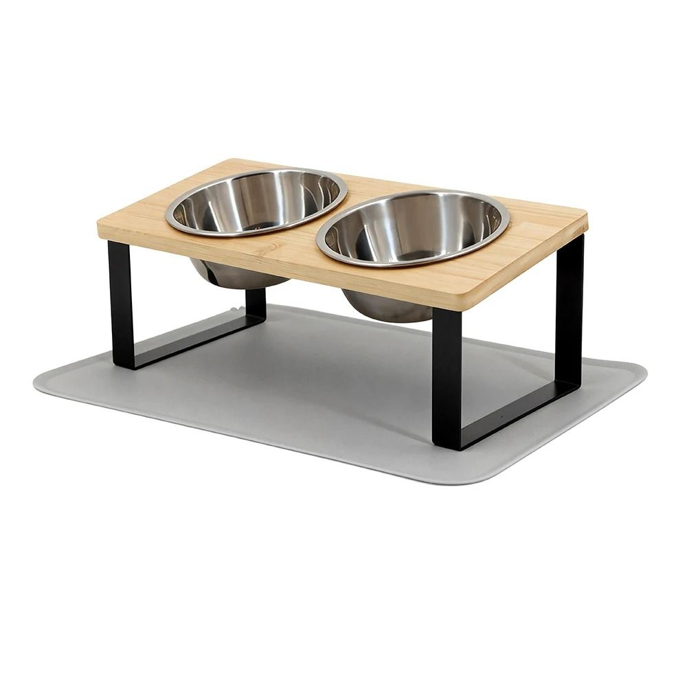 Elevated 15 Tilted Stainless Steel Double Pet Feeder 9