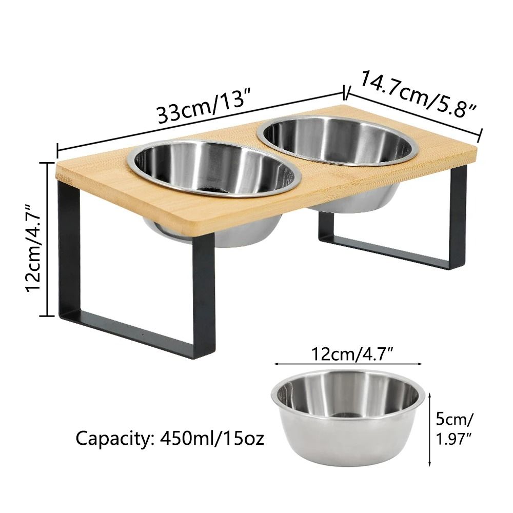 Elevated 15 Tilted Stainless Steel Double Pet Feeder 8