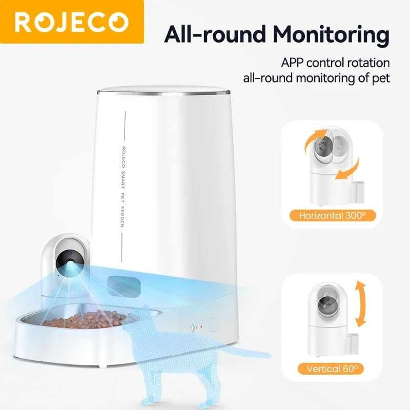 4L Smart Automatic Pet Feeder With 360 Rotating HD Camera WiFi 5