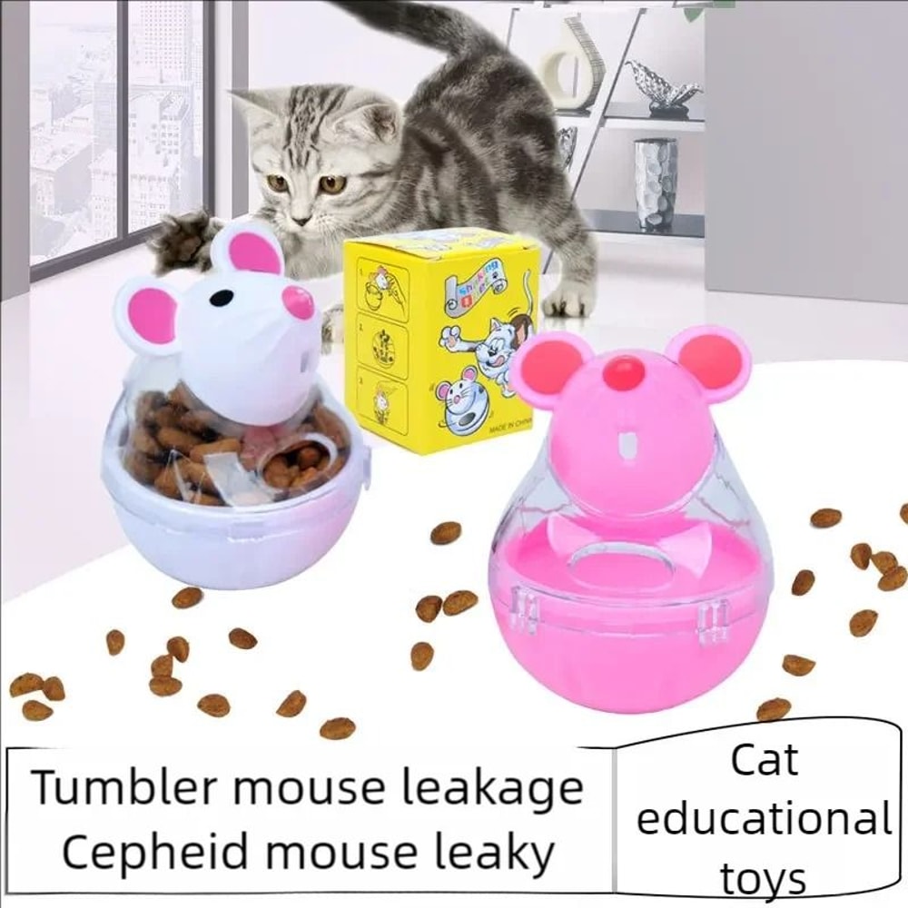 Cute Mouse Interactive Food Leakage Tumbler Puzzle Feeder 0