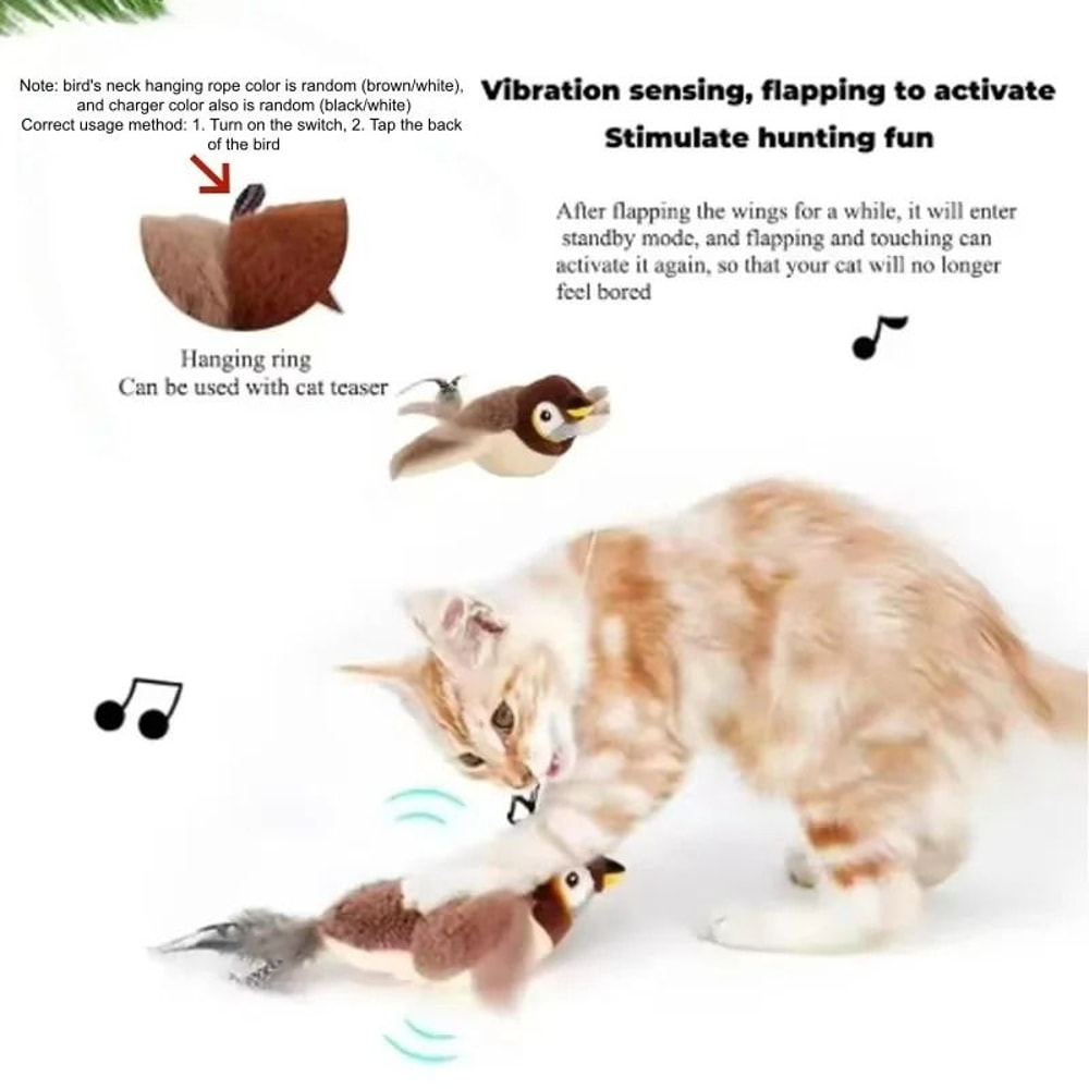 Interactive Flapping Shaky Bird Simulated Sparrow SelfEntertainment Toy 4