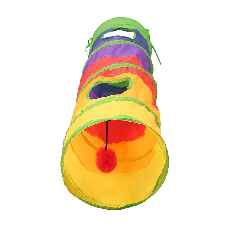 Rainbow Collapsible Cat Tunnel Interactive IndoorOutdoor Play Tube 3