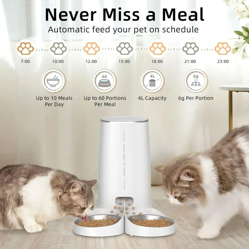 Smart DoubleBowl Automatic Pet Feeder With WiFi App Control 2