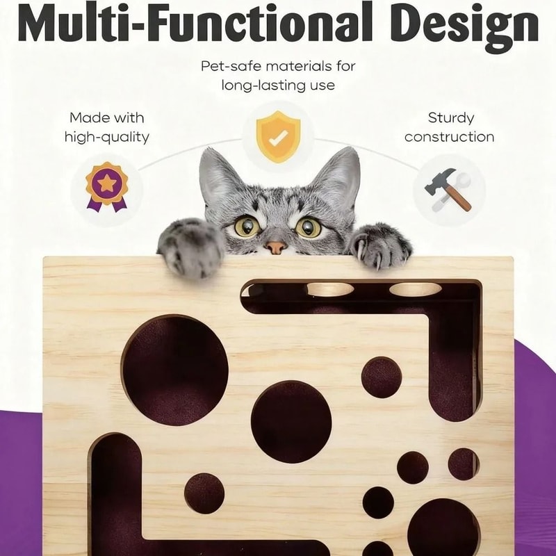 Interactive Cat Nail File Box Maze Tunnel With Bell Ball 4