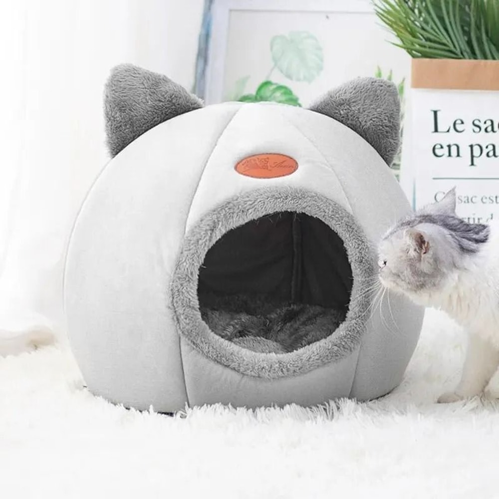 Cute CatHead Thermal Sleep Cave Universal Pet Nest 2