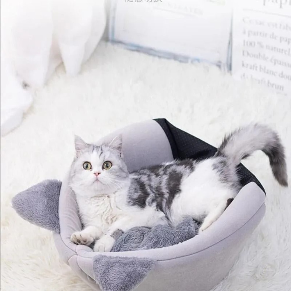 Cute CatHead Thermal Sleep Cave Universal Pet Nest 3