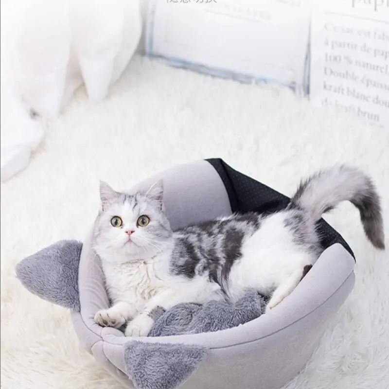 Cute CatHead Thermal Sleep Cave Universal Pet Nest 3