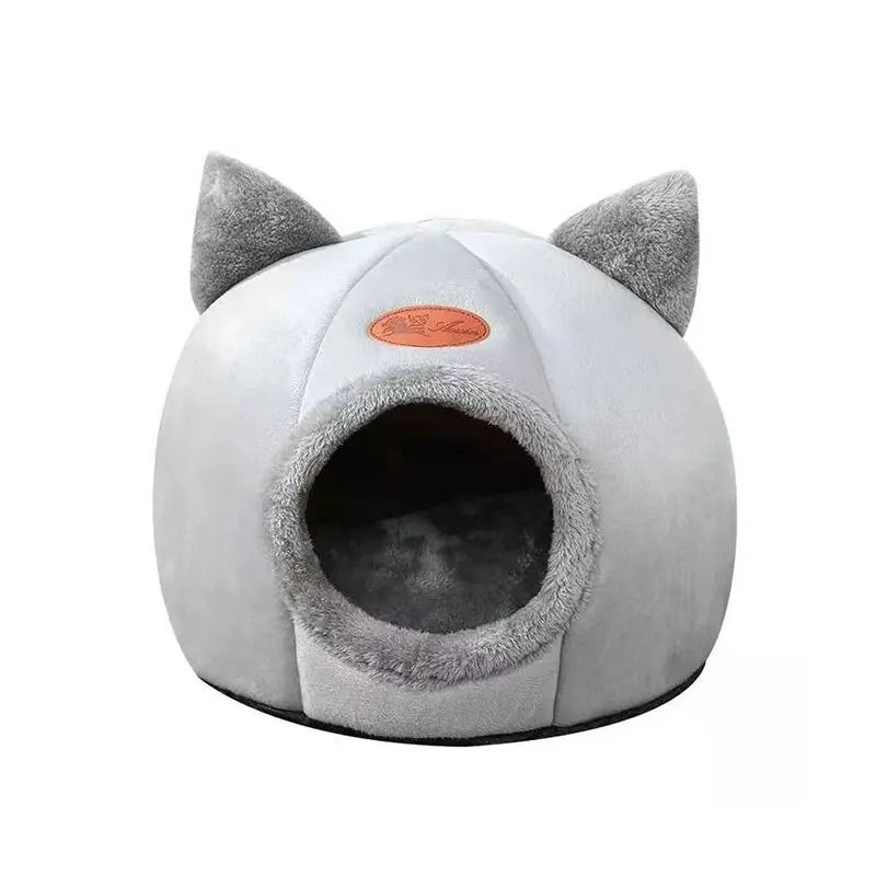 Cute CatHead Thermal Sleep Cave Universal Pet Nest 6